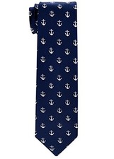 Classic Anchor Pattern Woven Boy's Tie - 8-10 years 8 - 10 years Navy Blue