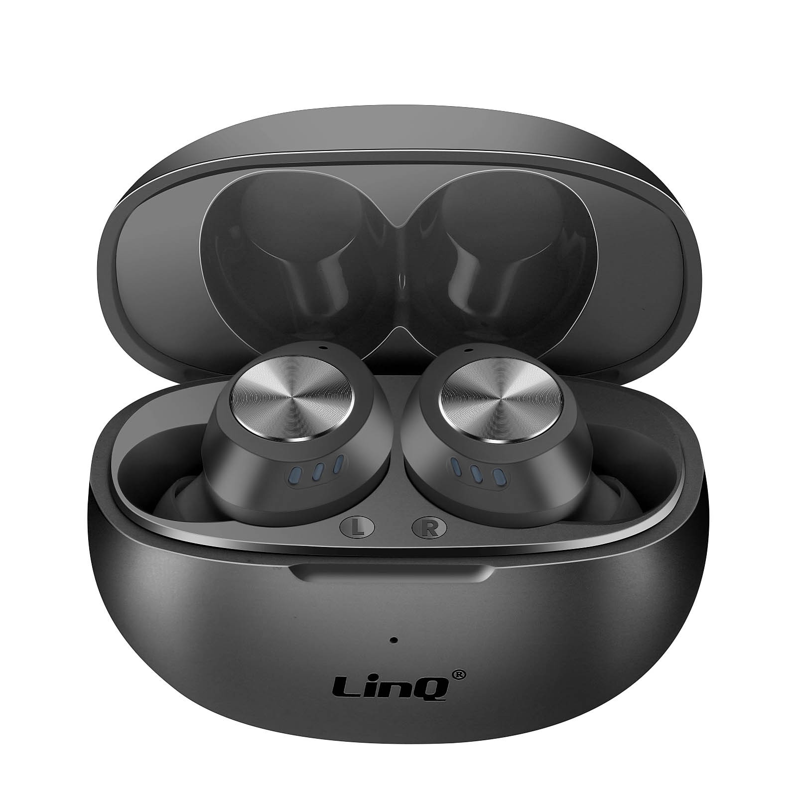 Écouteurs sans fil Bluetooth LinQ noir intra-auriculaires avec microphone pour téléphone portable