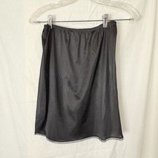 Vintage Vanity Fair Black Nylon Half Slip w/ Lace Trim NWT