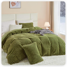 Fluffy Faux Fur Duvet Cover Queen Size - Ultra Soft Velvet Plush Shaggy Comforte