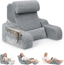 Foldable 5PCS Reading Pillow for Bed, Grey, 19 2 in 1 Bed Pillow for Sitting