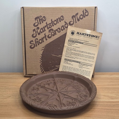 Vtg Hartstone USA The Shortbread Mold 10" Hearts & Tulips Stoneware Press W/ Box