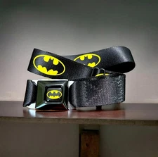 Batman DC Comics Black Yellow Licensed Seatbelt Seat Belt Style 40” Buckle Down