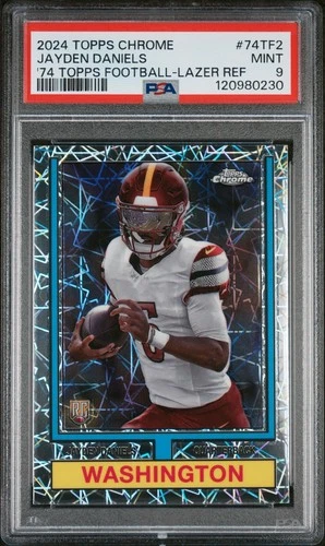 2024 Topps Chrome Jayden Daniels Rookie 1974 Lazer Refractor (RC) #74TF-2 PSA 9