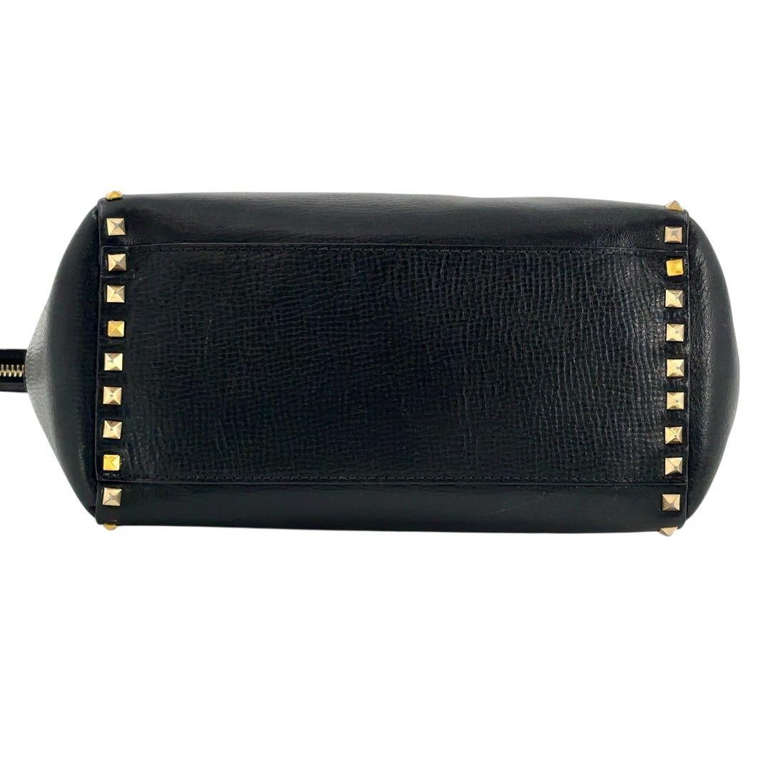 Valentino Garavani 2Way Rockstud Leather Handbag Black AA Condition Japan thumbnail 5