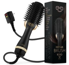 Professional Blowout Hair Dryer Brush, 75MM Oval Volumizer, Black Gold