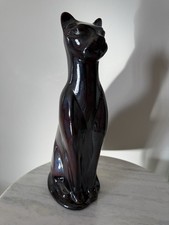 VTG 16  Ceramic Cat Statue Glossy Black & Dee...