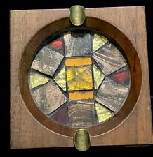 Rare-MCM Lillian of California Tile Mosaic-Wood Ashtray