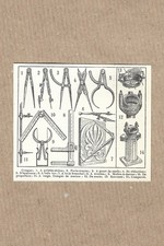 Gravure Ancienne Compas Marine Dessin Technique Outil Métier Antique Print