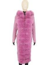 Women Real Fur Hooded Knitted Sweater Knitwear Clothes Removable Cardigan