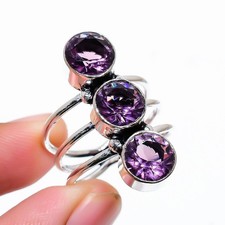 Purple Amethyst Gemstone Handmade 925 Sterling Silver All Size Ring For Gift