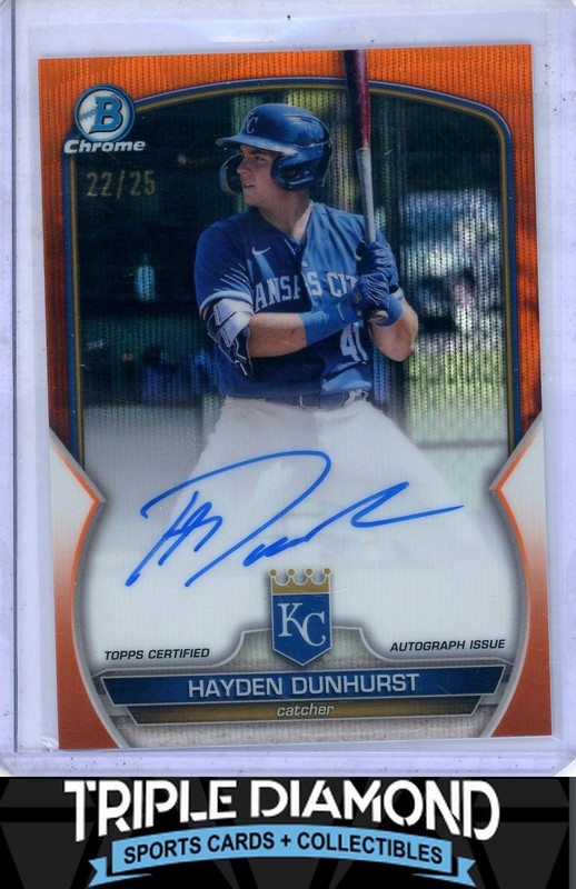 2023 Bowman Chrome Hayden Dunhurst Auto Orange Wave Refractor #22/25 E145
