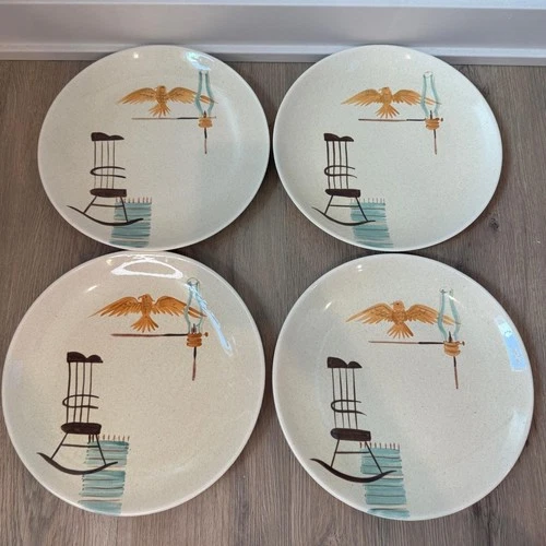 Red Wing Pottery Hearthside Large Dinner Plates Set of 4 MCM Farmhouse Decor ECU