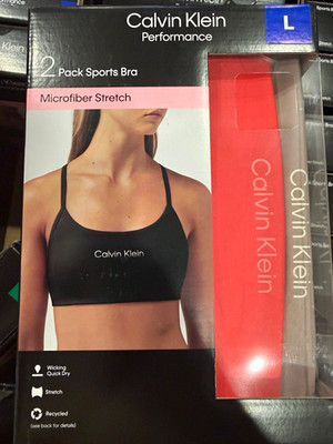 Calvin Klein Performance 2-Pack Microfiber Stretch Sports Bra L Medium Support