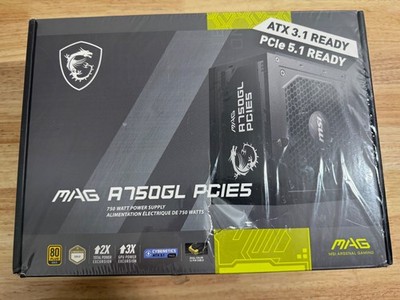 *Read* MSI - MAG A750GL PCIE 5.1, 750W ATX 3.1 Gaming Power Supply - NEW SEALED