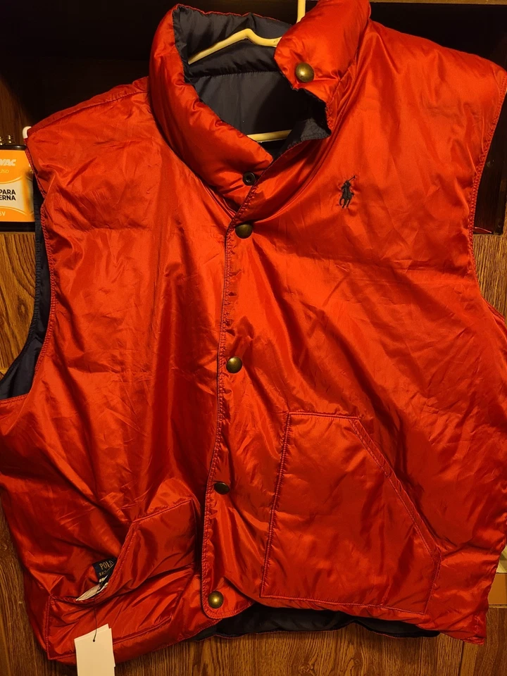NUEVO CON ETIQUETAS Ralph Lauren Polo Para Hombres XLarge Chaleco Reversible Rojo Azul Chaleco Puffer Foto 4 de 4