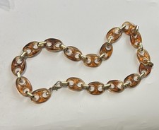 Vintage Tortoiseshell Link Belt, Lucite Chain Belt, 1980s Statement Waist Belt