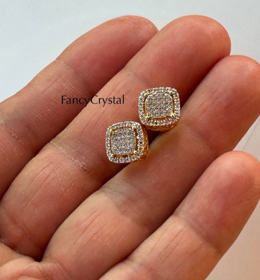 Herren-Ohrstecker 10 K Gold VS2-Schliff Micro Pave Labor Diamant Schraubverschluss EDEL