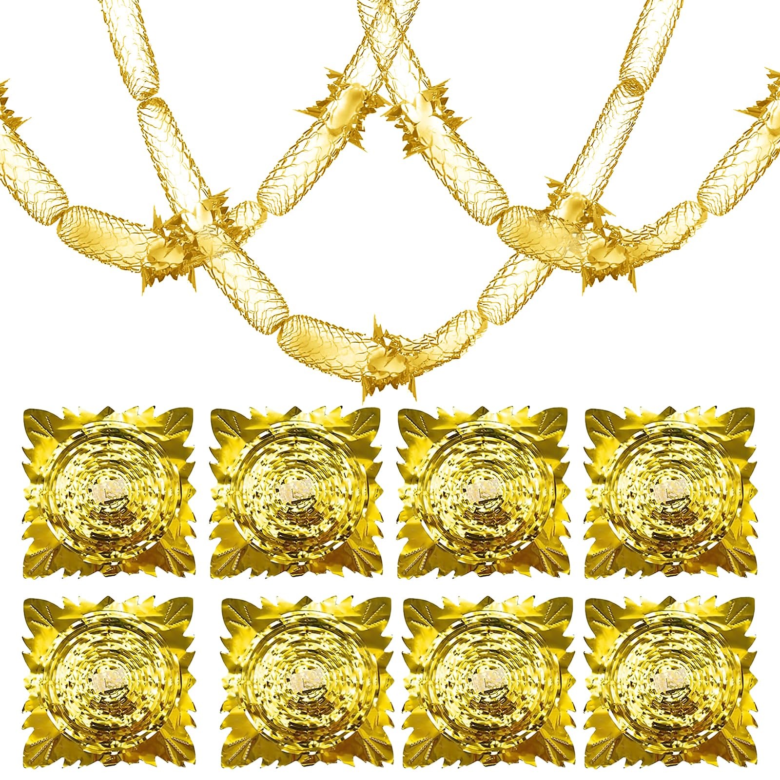 8PCS Christmas Swirl Hanging Ceiling Garlands, Gold