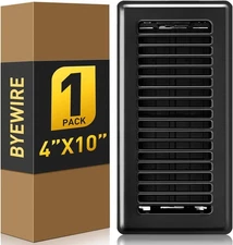 4x10 Black Steel Floor Register – Heavy Duty Vent with Adjustable Air Lever   