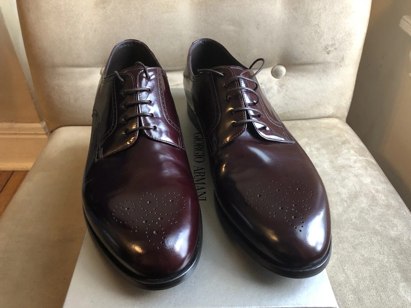 Giorgio Armani — Giorgio Armani Barolo Deep Burgundy Oxford Shoe With Brogue Details S 10