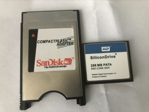 WD SILICONDRIVE 256 Mo CompactFlash + carte PC ATA PCMCIA adaptateur machines JANOME - Photo 1 sur 2