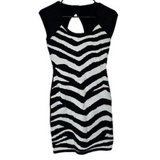 Forever 21 Black & White Zebra Print Sleeveless Bodycon Dress Size M
