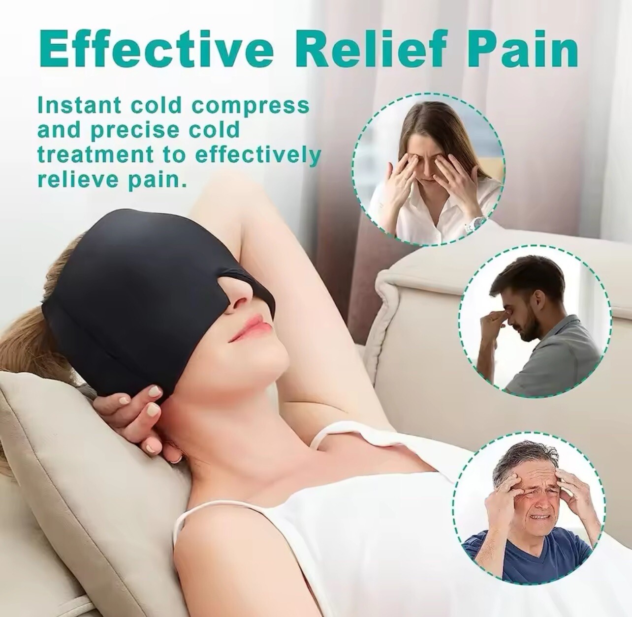 Bonnet maux de tête à compression extensible et gel thérapeutique intégral - 4