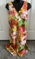 Talbots Colorful Watercolor Print V-Neck Floral Shift Dress 4P Sleeveless