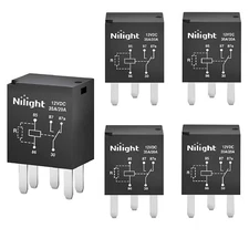 Nilight SPST Multi Purpose Relay 12V 5 Prong Fuel Pump Relay 5Pack 35A/20A Ultra
