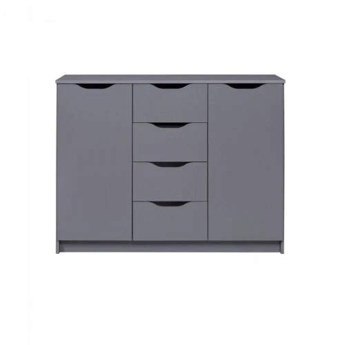 Dmora - Credenza Dolphin, Buffet Da Soggiorno, Madia Da Salotto Dispensa Da Cucina Made In Italy 138x42 H86 Cm Cemento E Ardesia 87283141