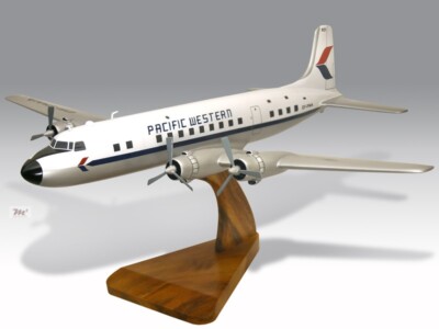 Douglas DC-6B Pacific Western Desk Wood Airplane New Model Large Scale 1/100