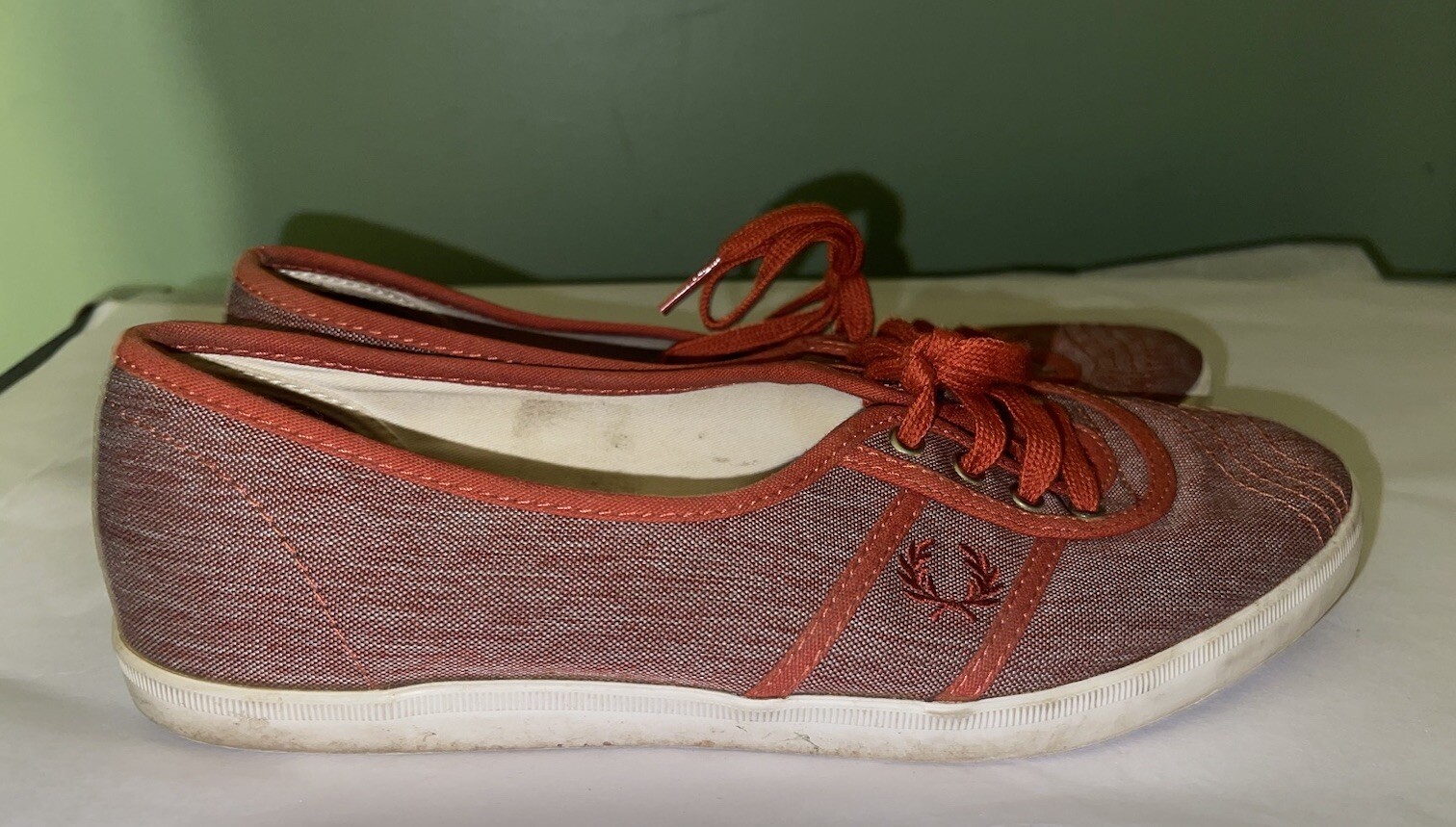 Fred Perry Womens Aubrey Red canvas Wing Logo Canvas Trainers