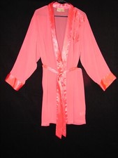 Sophia by Delicates Pink Robe with Silky Feel and Embroidered Trim Size Medium