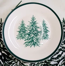 Royal Norfolk 7.25" Salad Plates Set 4+ Green Trees Snow SHIPS 24H NEW NICE COND