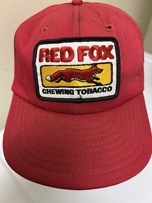 Red Fox Chewing Tobacco Patch Red Hat USA Snapback Trucker Cap Vintage