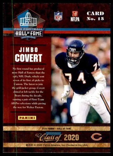 2020 Panini Hall of Fame #15 Jim Covert NICE HOF Chicago Bears / Pitt Panthers - Picture 2 of 3