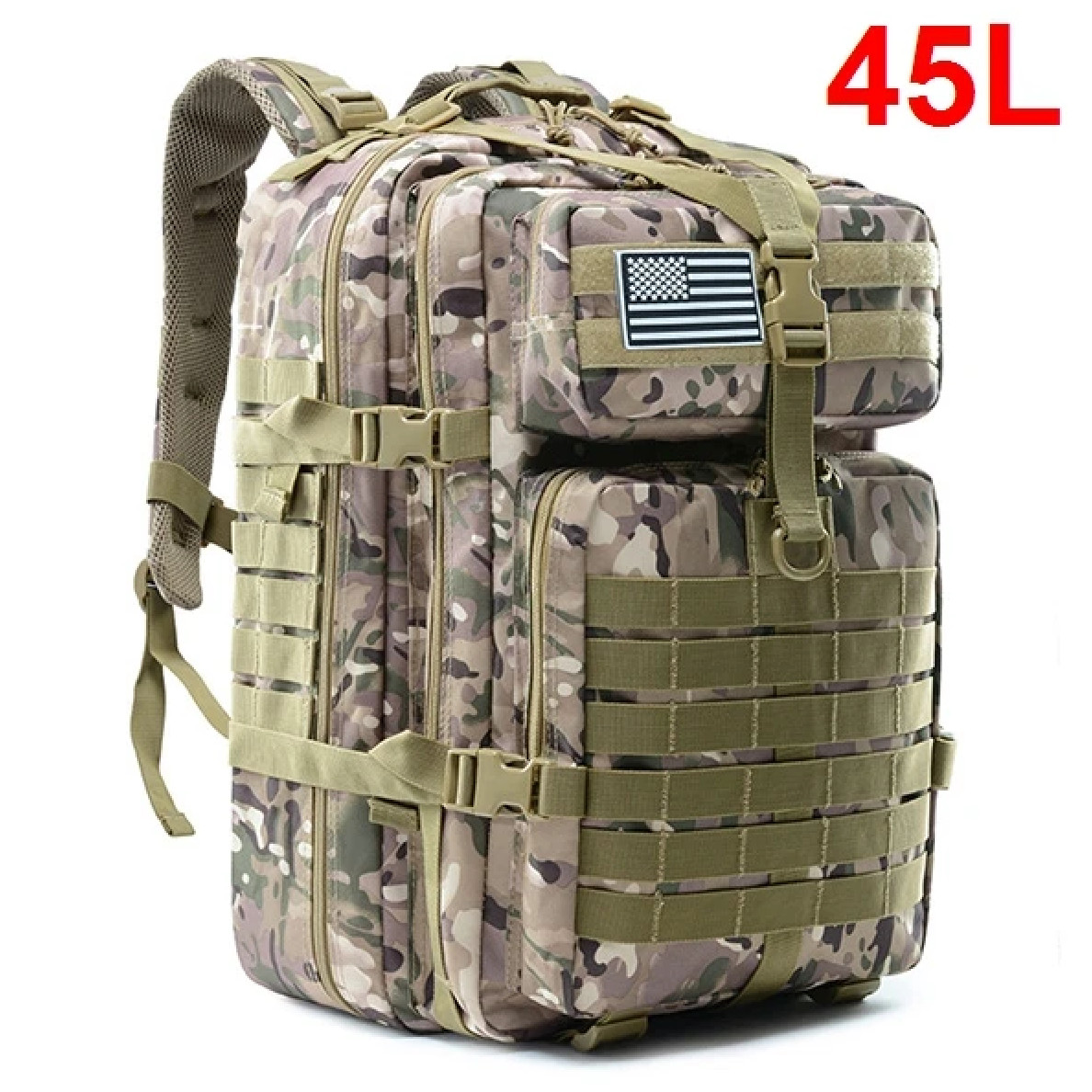 Sac à dos tactique 45L en nylon renforcé pour expédition et survie extrême