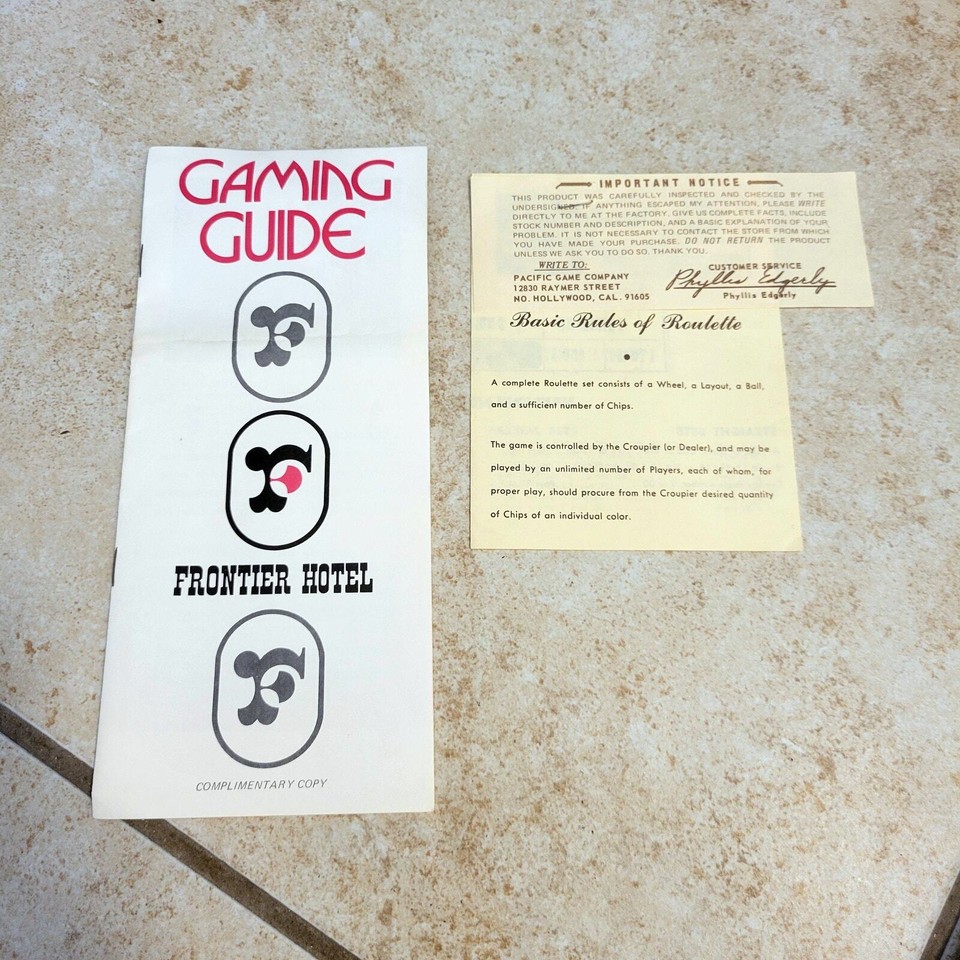 Vintage Pleasantime Roulette Game Frontier Hotel Souvenir Complete eBay
