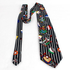 Looney Tunes Mania Tie Men's Baseball Cartoon Bugs Bunny Daffy Duck Vintage 90's
