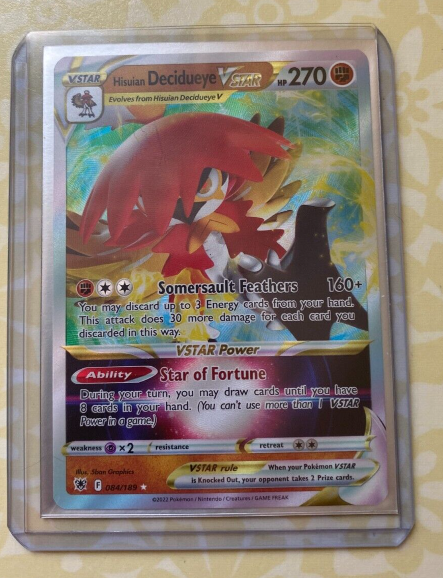 Pokemon Card Hisuian Decidueye VStar Card 084/189 Astral Radiance Series  M/NM