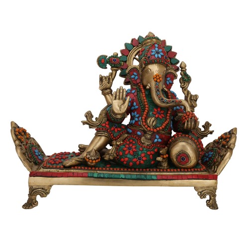 Statue Ganesh En Laiton - Idole Divine Ganpati Pour Protection De L'entrée De La Maison