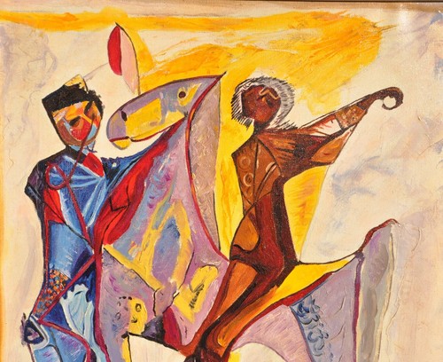 Quadro vintage metà secolo moderno MCM astratto arte contemporanea originale vecchio - Foto 2 di 10