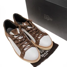 Di Bianco NWD Binetto Leather & Suede Lace-Up Sneakers Size 11 US White/Brown
