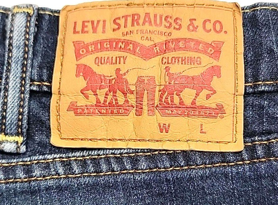 Levi's Straight Leg Whiskered Dark Wash Workwear Blue Denim Levi's Straight Leg Whiskered Dark Wash Workwear Blue Denim