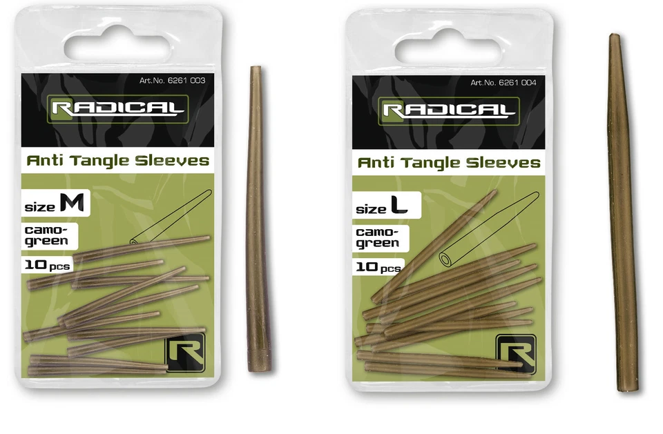 Quantum Radical Anti Tangle Sleeves M oder L camo-green Karpfen Montage