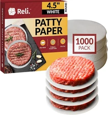 Reli. Hamburger Patty Paper (1000 Pack) (4.5 Inch Round) | Wax Paper | Food Grad