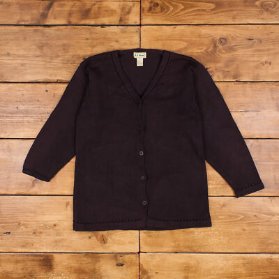 Vintage L.L. Bean Strickjacke S 80er Jahre Damen Knopfleiste schwarz