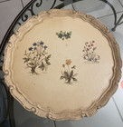 Plateau en bois ancien motif à fleurs - Vintage Pervenche et Autres. Cottagecore
