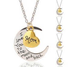 COLLANA LUNA ORO TI AMO FAMIGLIA MAMMA PAPÀ FIGLIA REGALO COLLANA